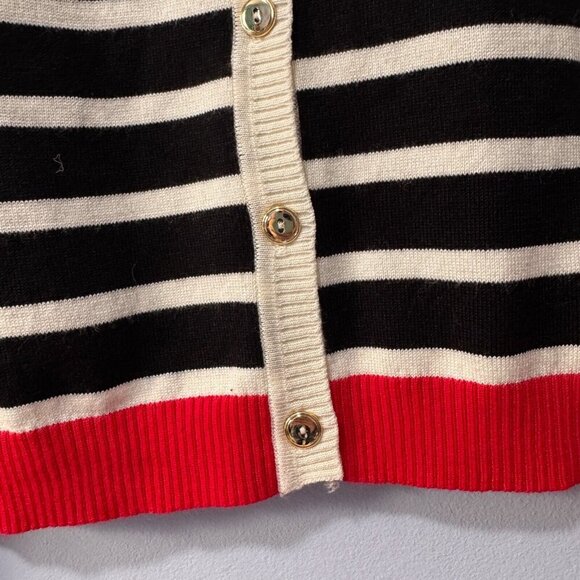 Karen Scott size large cardigan stripes gold buttons - Picture 5 of 6